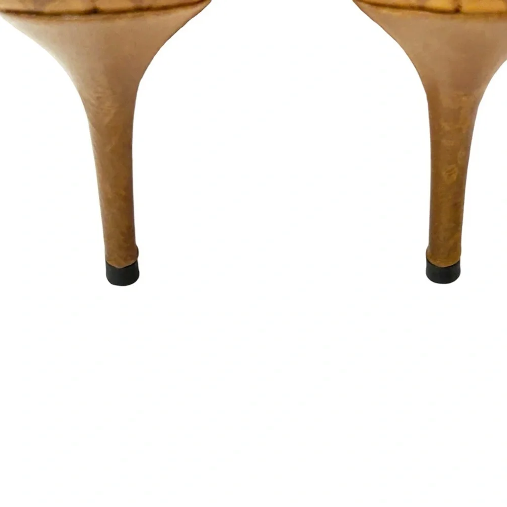 Coach Brown Natassia Heels Pumps Leather Logo Embossed